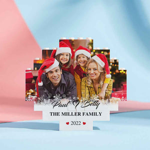 Custom Building Block Puzzle Personalised Photo Brick Names and Year Round Frame