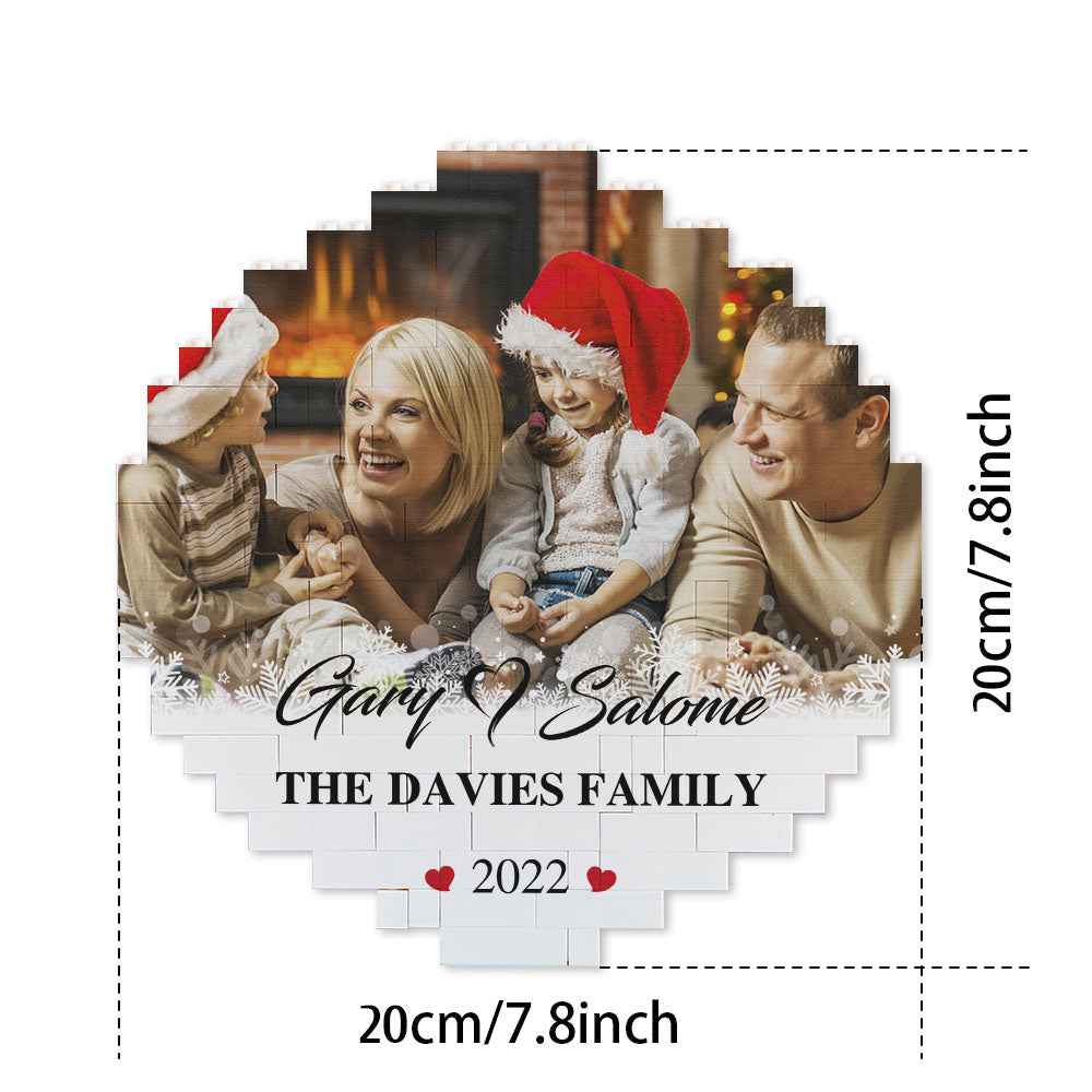 Custom Building Block Puzzle Personalised Photo Brick Names and Year Round Frame