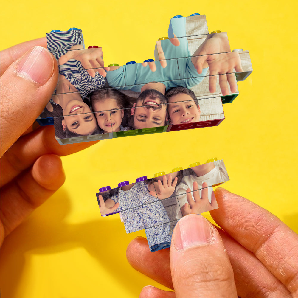 Small personalised heart-shaped brick photo puzzle — compact UV-printed PVC photo block, perfect custom keepsake for desk or bedside