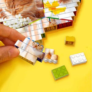 Personalised Colors Building Brick Custom Collage Photo Block Heart Shaped Brick Puzzles Gifts