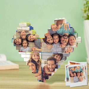 Personalised Colors Building Brick Custom Collage Photo Block Heart Shaped Brick Puzzles Gifts