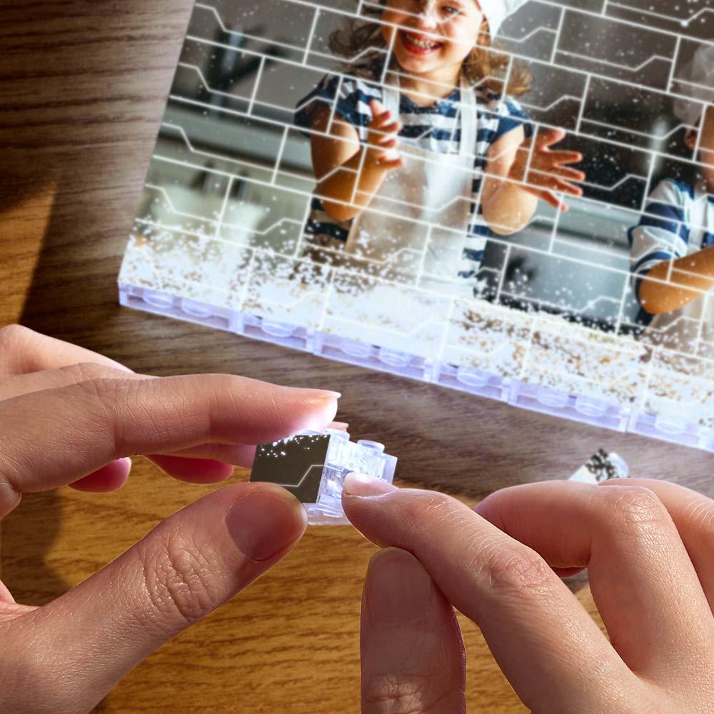 Display-ready configuration of the modular Personalised LED Photo Brick.