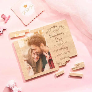 Custom Building Block Puzzle Horizontal Trio Photo Brick Valentine Gift I love You Every Day