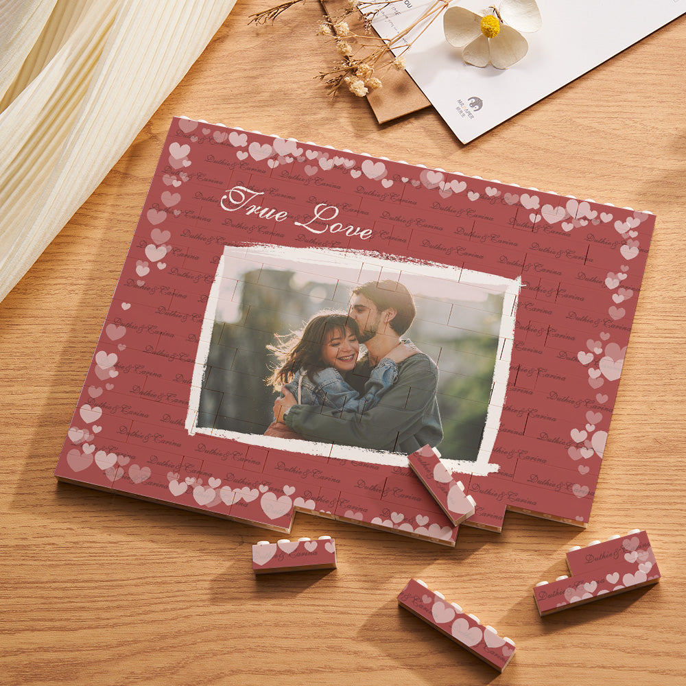 Custom Building Block Puzzle - Horizontal Trio Photo Brick | Personalised Valentine Gift