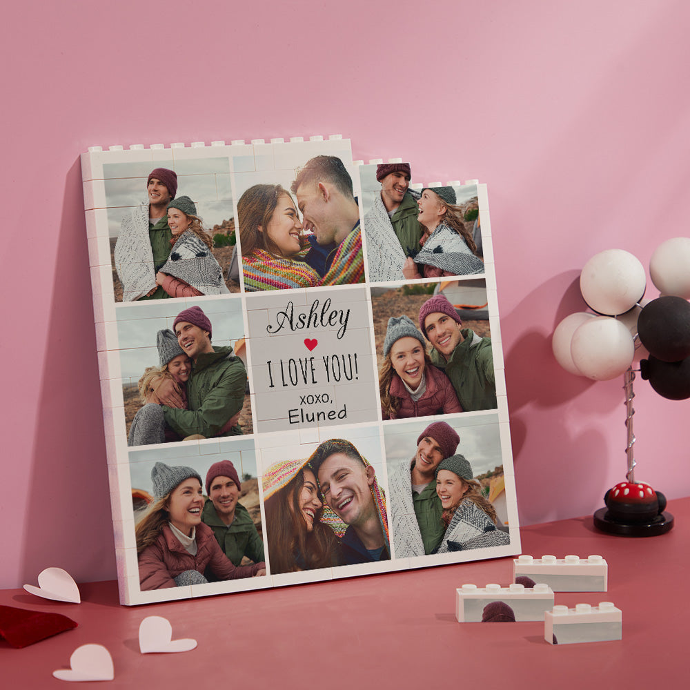 Personalised 'I Love You XOXO' Photo Building Block Puzzle | Unique Gift