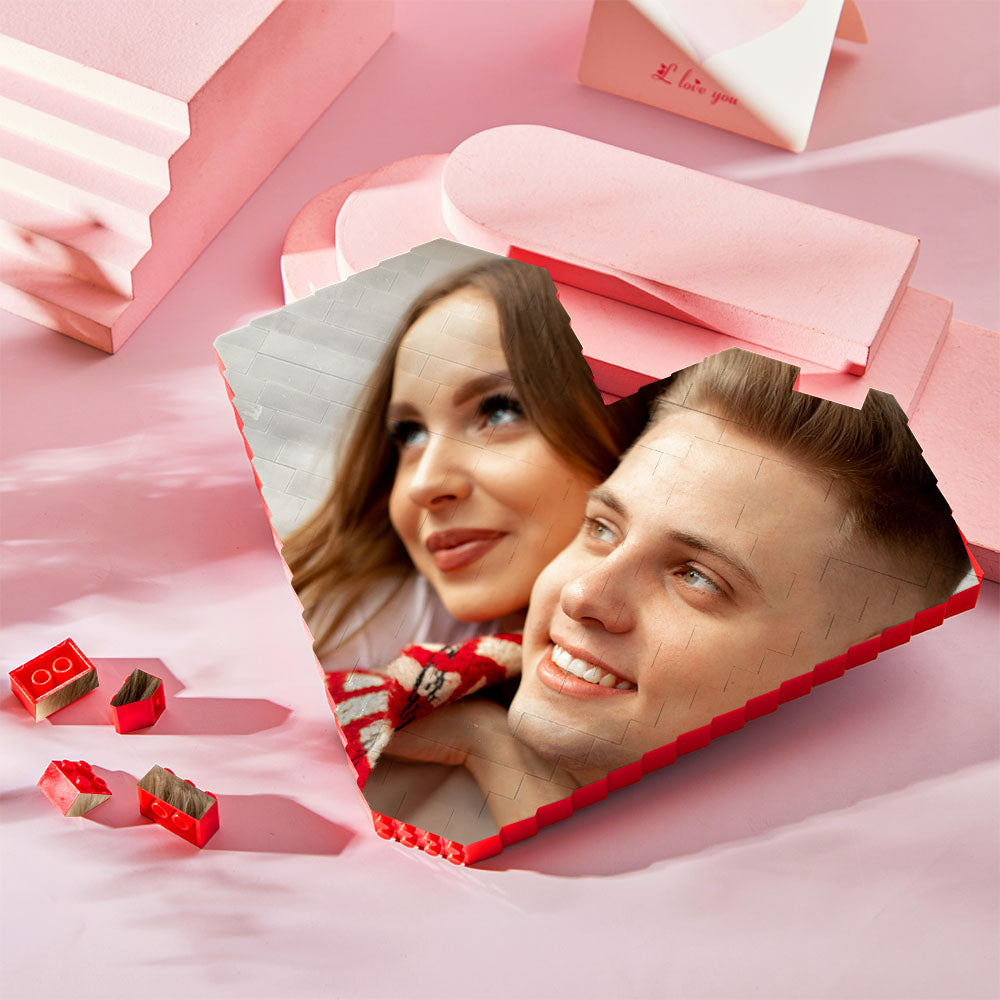 Personalised Building Brick Heart - Custom Photo Valentine's Gift for Loved Ones