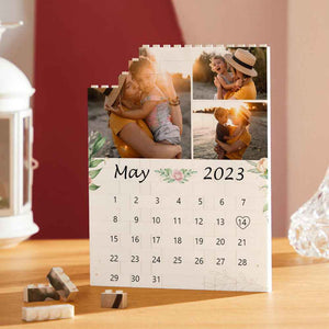 Custom Building Block Puzzle Vertical Building Photo Calendar Brick Mother's Day Gifts