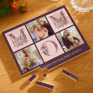 Custom Building Block Puzzle Horizontal Trio Photo Brick for Mom Happy Mother's Day