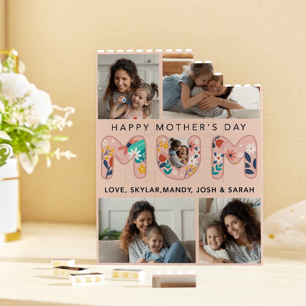 Close-up of UV digital print on personalised vertical photo brick showing sharp detail and durable wipeable finish — thoughtful Mother's Day present for Mum