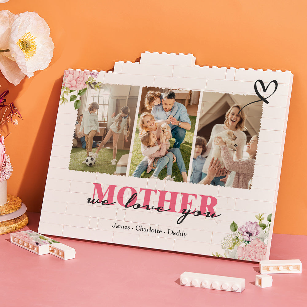Personalised Horizontal Building Brick Custom Photo Block - Unique Mother's Day Gift