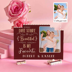 Custom Name Building Block Puzzle Horizontal Photo Brick Gift for Couple