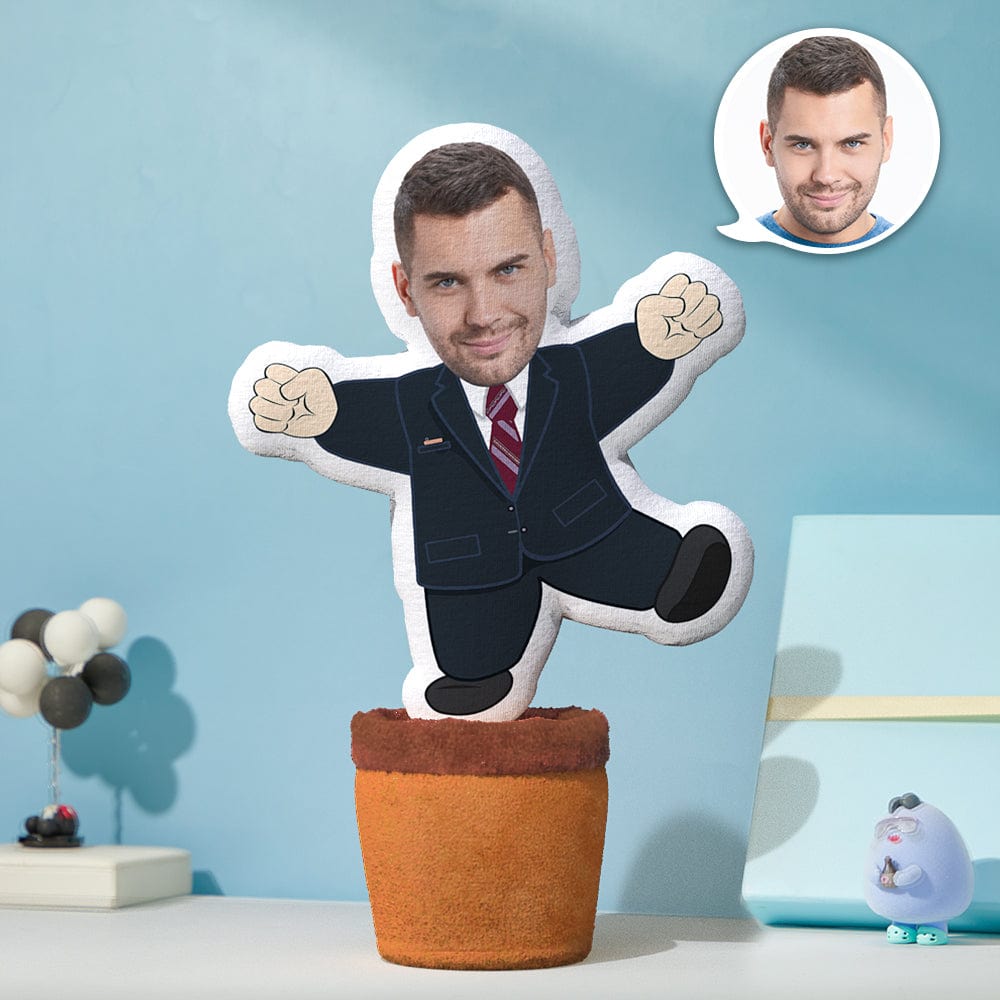 Custom Photo Dancing Doll dancing with LED light show and music, features recordable messages and speech repeat, perfect personalised men's gift