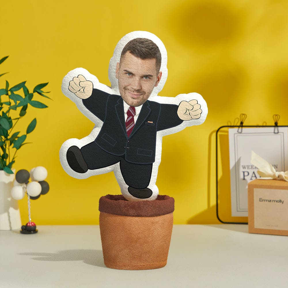 Custom Photo Dancing Doll dancing with LED light show and music, features recordable messages and speech repeat, perfect personalised men's gift