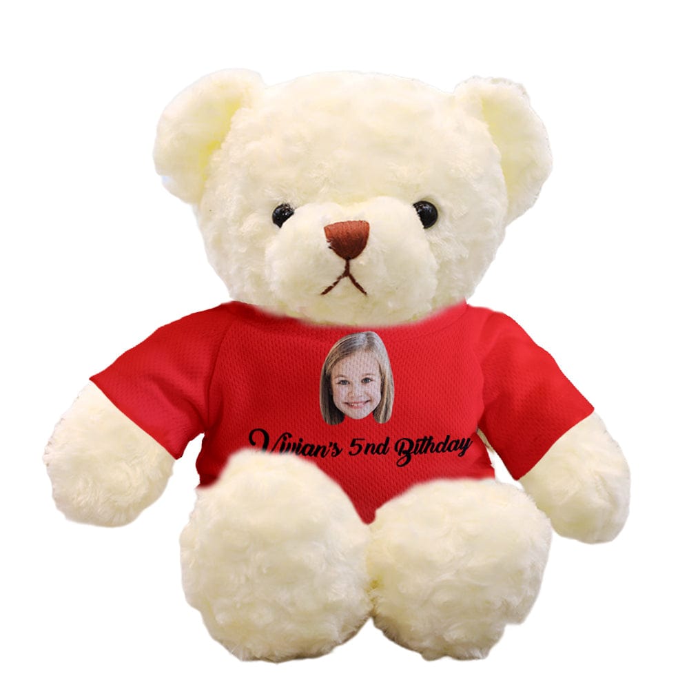 Custom 11.81in teddy bear with embroidered detailing and cuddly fur – personalised gift for her or him