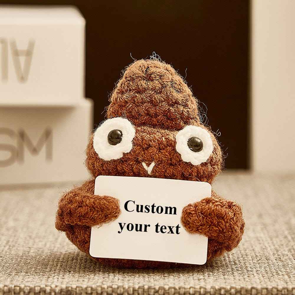 Funny Crochet Poo Plushy Custom Text Tiny Crochet Poo Desk Decor Gifts