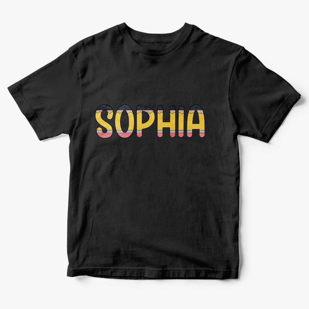 Personalised Back to School Pencil Name T‑shirt front view with custom name — first day of school keepsake for kids