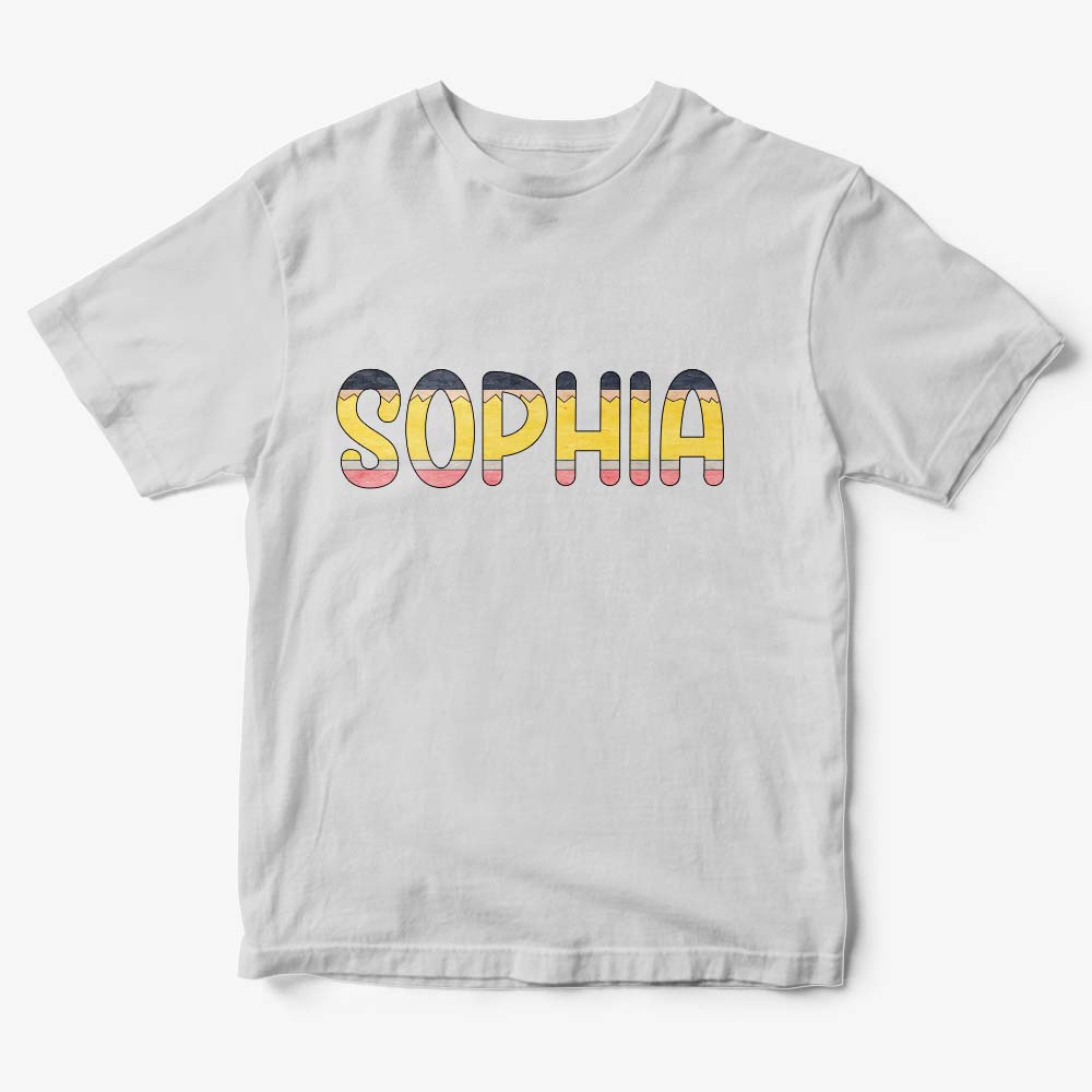 High‑resolution print close‑up showing vibrant pencil colours and crisp personalised name