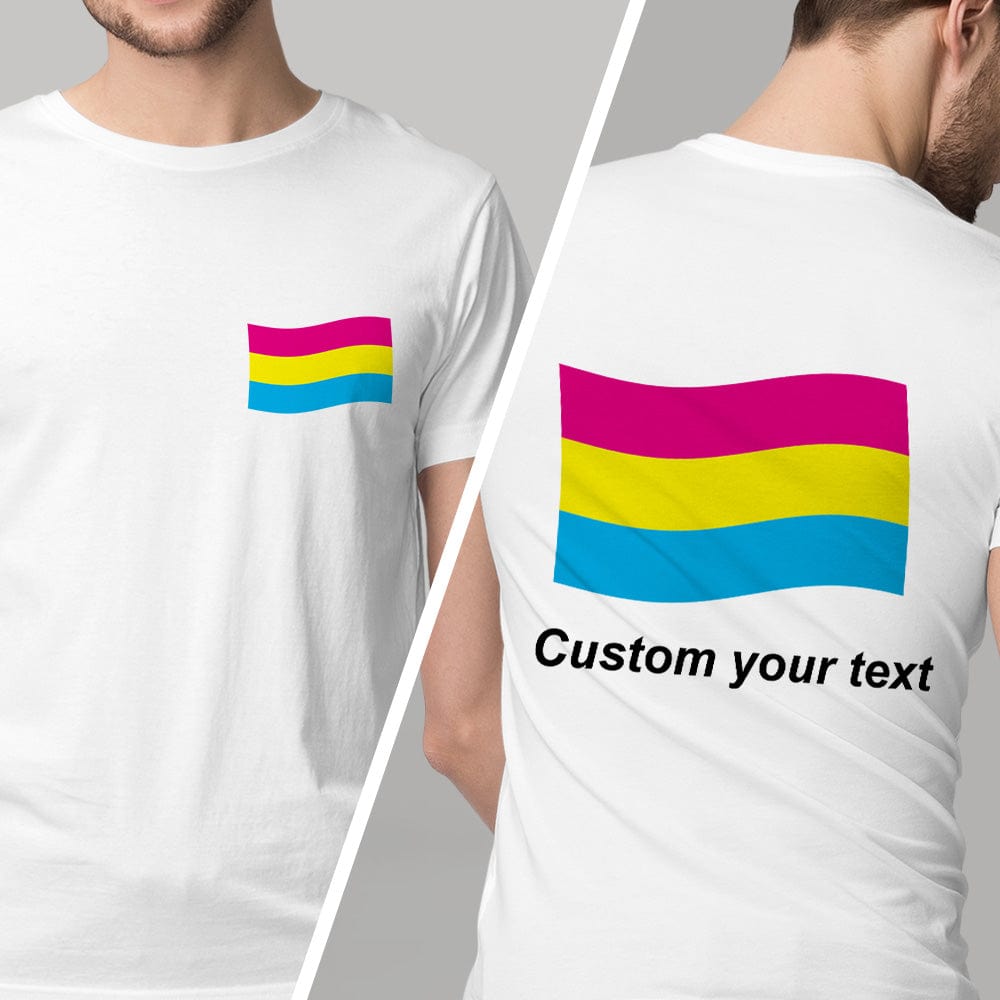 Detail of printed colour saturation and edge-to-edge design on Personalised Gay Pride T-shirt - high-resolution artwork for long-lasting vibrancy