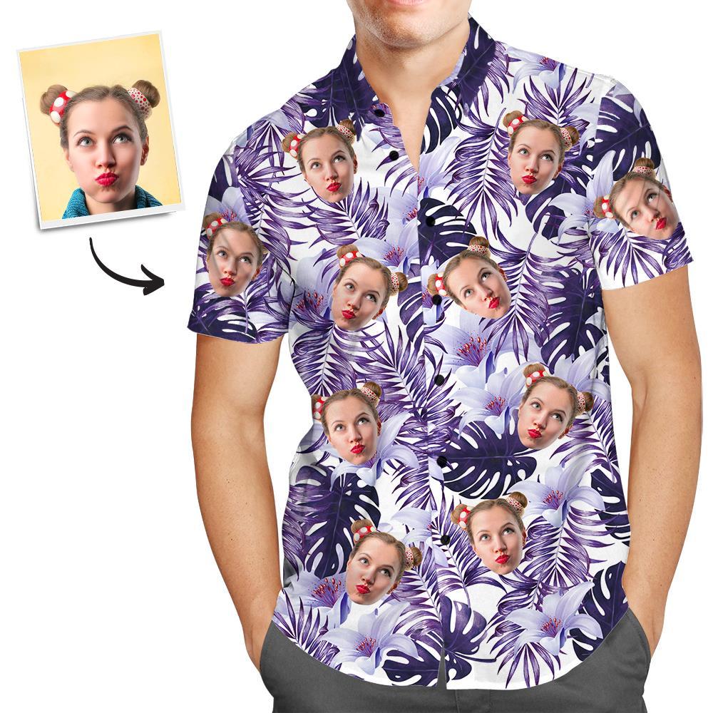 Men's shirt size chart for personalised Purple Rainforest Leaves Hawaiian shirt — measurement guide S to XXXXXL for correct fit