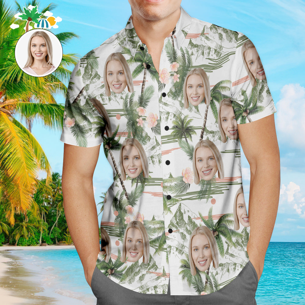 Personalised custom face Hawaiian shirt – men's all‑over print Aloha shirt with bold full‑photo face design on a lightweight polyester‑spandex blend