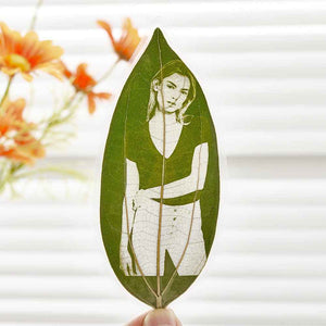 Personalized Photo Leaf Bookmark Custom Leaf Carving Bookmarks Leaf Carving Art Unique Gift for Reader