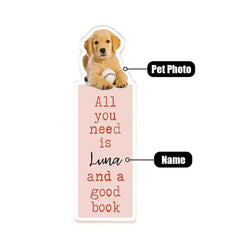 Personalized Acrylic Bookmark with Pet Photo Name Gift for Cat Dog Owner Book Lovers