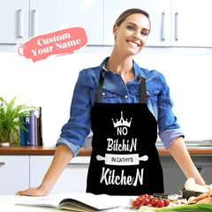 Custom Name Apron Personalized Aprons Kitchen Gift for Her-No Bitchin in My Kitchen