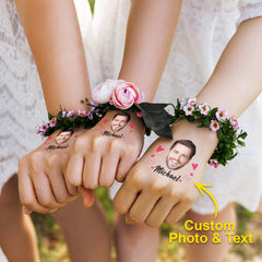 Personalised Waterproof Photo Tattoos with Name - Set of 15 | Wedding & Party Favours