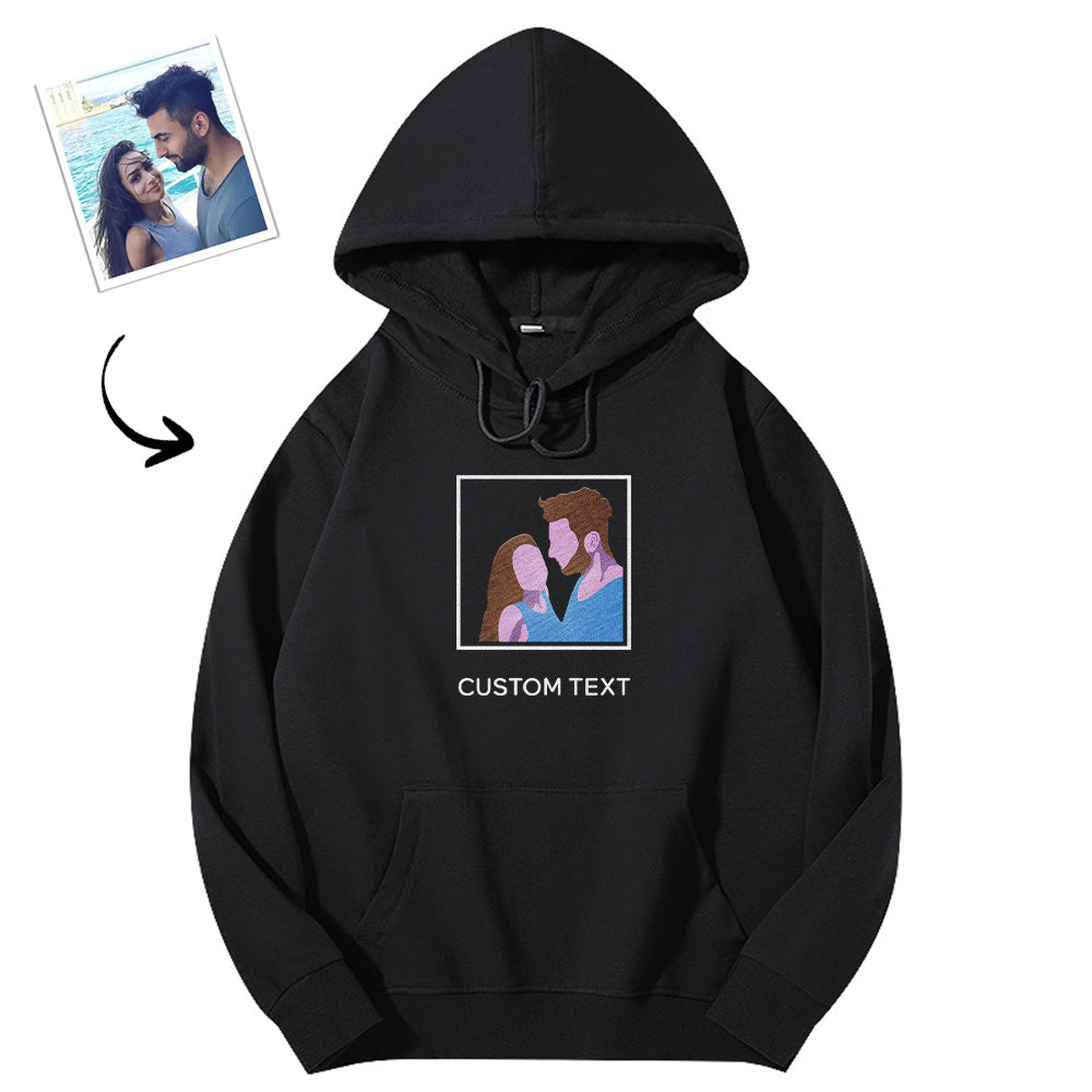 Personalised Embroidered Text Hoodie | Custom Couple Hoodie | Unisex Design
