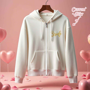 Personalized Mrs Bride Hoodie with Name Zip Up Hoodie Wedding Bridal Shower Gift for Bride