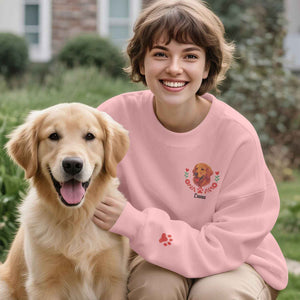 Custom Embroidered-Style Pet Sweatshirt – Personalized Pullover with Pet Name & Wreath