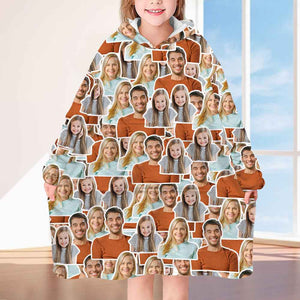 Personalised Photo Blanket Hoodie Unisex Oversized Blanket Sweatshirt for Adult Kids