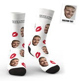 Custom Printed Kiss Socks with Personalised Face Photo - Unique Gift