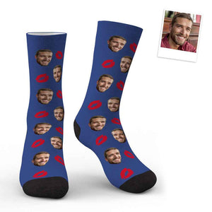 Custom Face Red Lips Kiss Socks