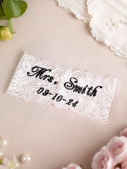 Personalized Wedding Garters Embroidered Bride Keepsake Gift for Bride