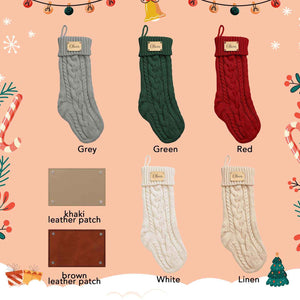 Personalized Christmas Stocking with Custom PU Leather Tag – Holiday Gift for Family & Kids