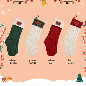 Personalized Christmas Stocking with Custom PU Leather Tag – Holiday Gift for Family & Kids