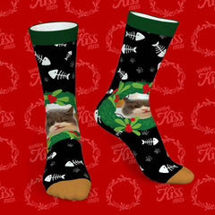 Custom Socks With Mistletoe and Fishbone Socks Christmas Gifts for Her