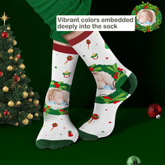 Personalised Christmas Photo Socks - Custom Mistletoe & Feeding Bottle Designs