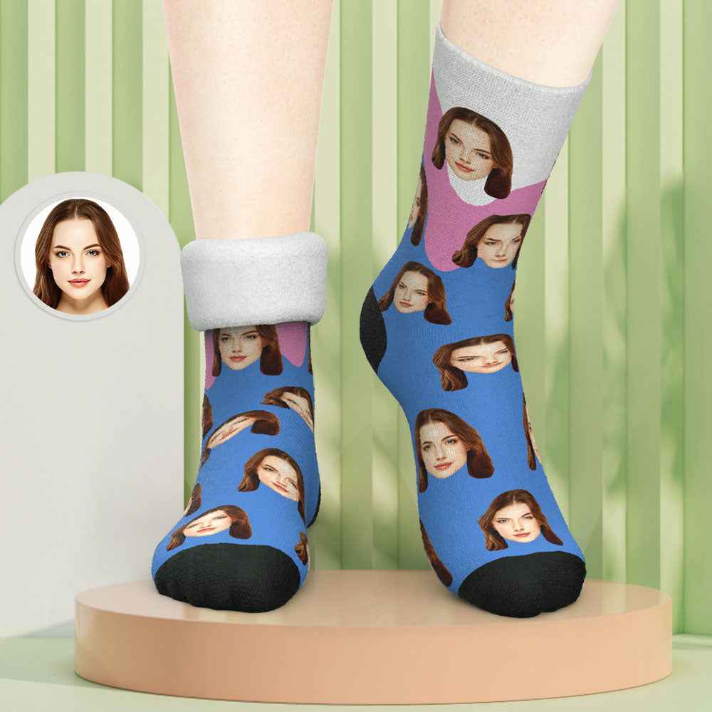 Custom Photo Thick Socks Melting Ice Cream Creative Gifts