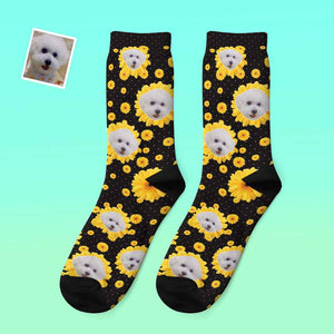 Custom Photo Thick Socks Little Daisy Colorful Pet Gifts