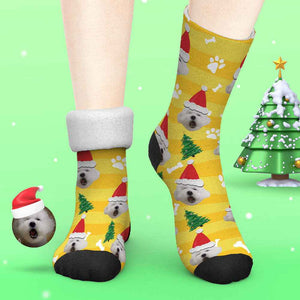 Custom Photo Thick Socks Santa Hat Christmas Pet Gifts