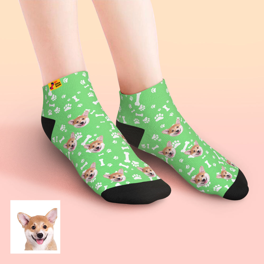Gift-ready personalised dog face socks in box — thoughtful personalised face gift for wife