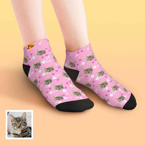 Custom Face Low Cut Ankle Socks with Cat Gift for Pet Lover