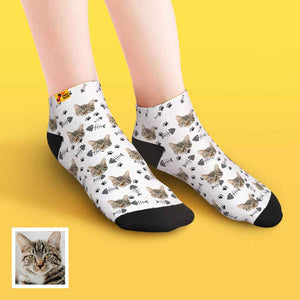 Custom Face Low Cut Ankle Socks with Cat Gift for Pet Lover