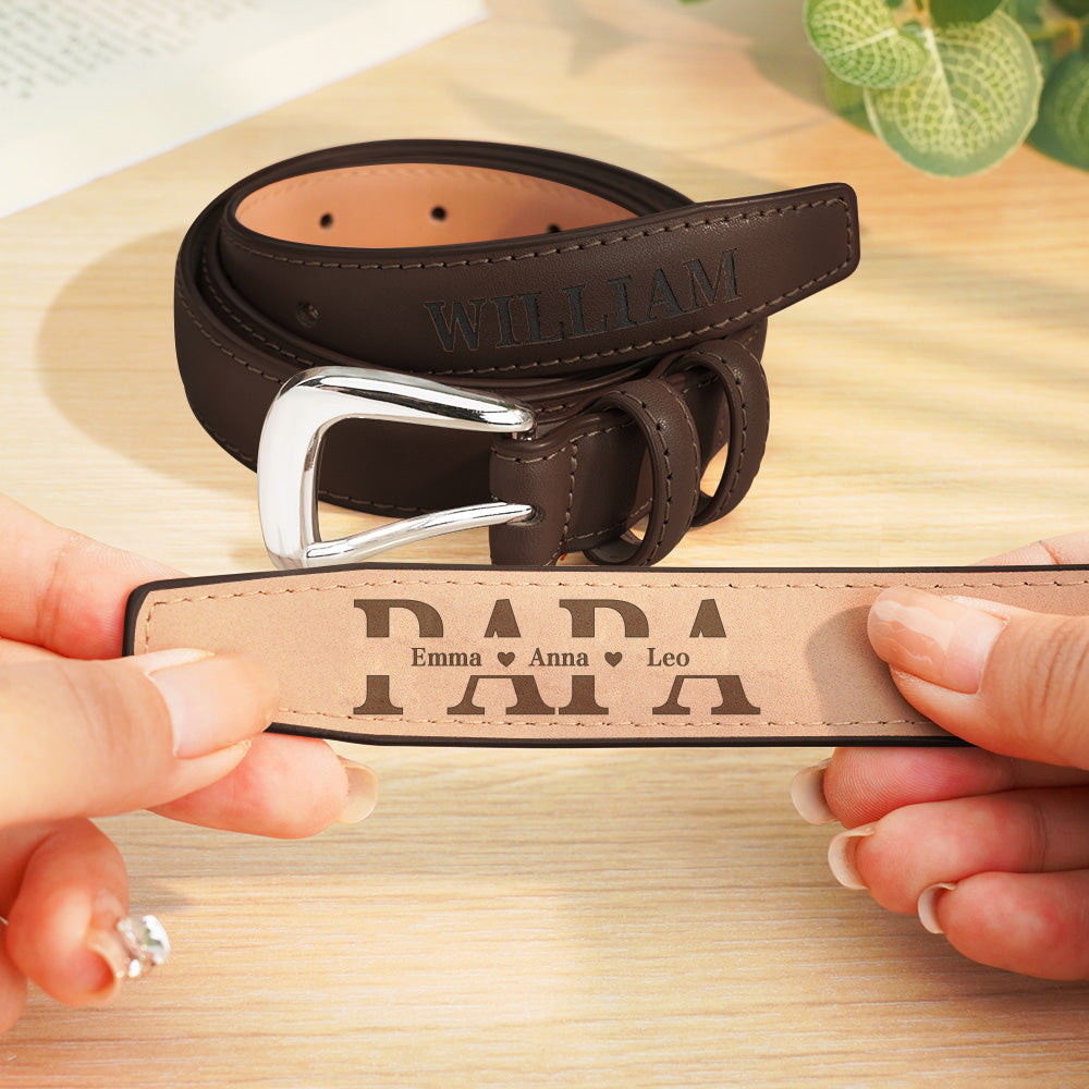 105cm (42 inch) personalised PU leather men's belt length and sizing guide — custom name engraving available