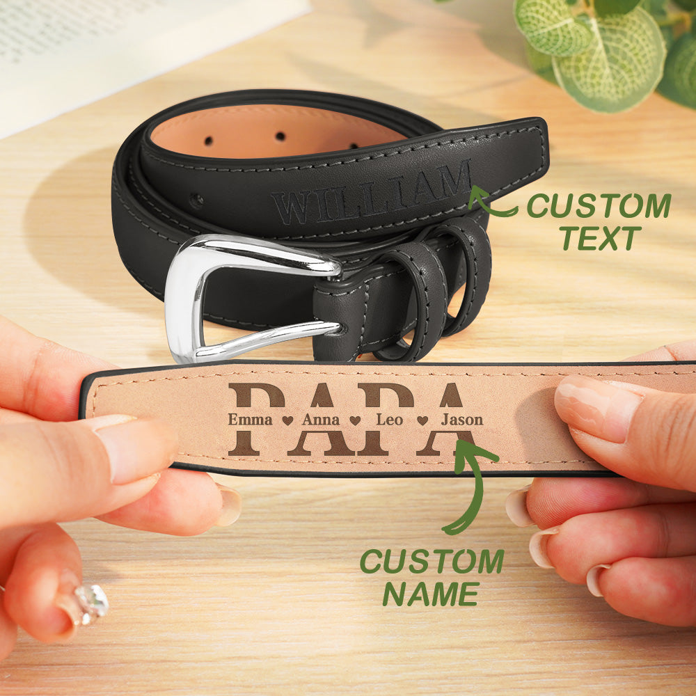 Personalised PU leather men's belt with engraved name and alloy buckle — perfect Father's Day gift or birthday present for dad