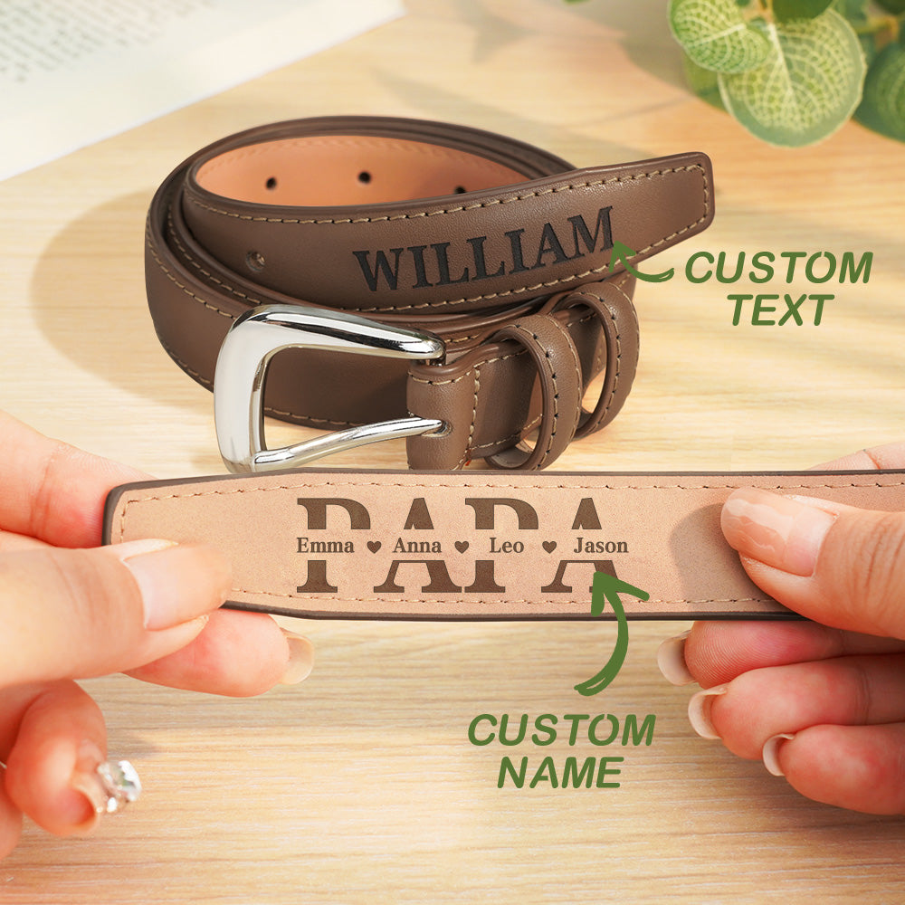 Colour options for personalised PU leather men's belt in classic tones with engraved name and alloy buckle — stylish gift choice