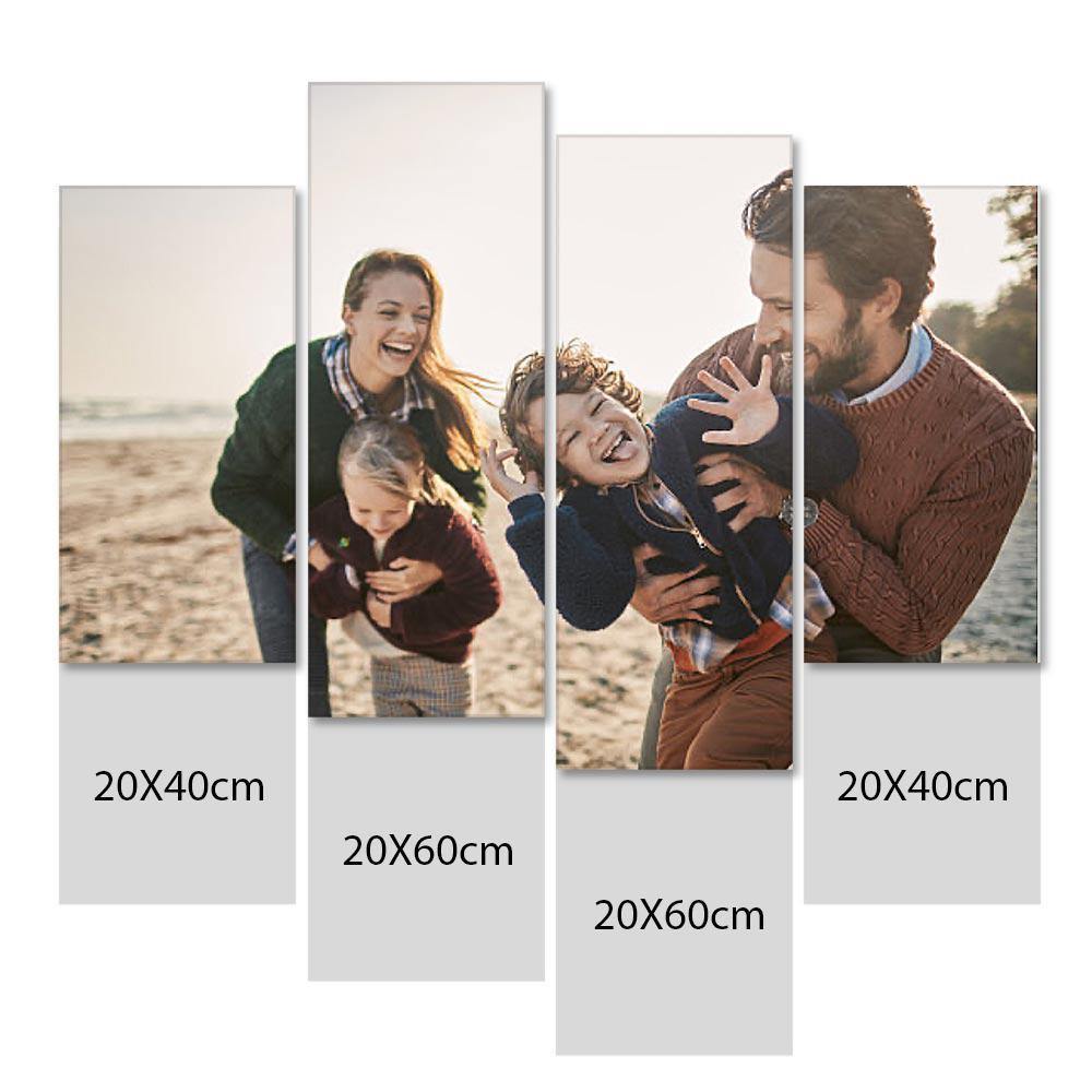 Personalised multi-panel oil painting canvas above bed — custom photo wall art ideal for Mother's Day, Valentine's Day or graduation gift