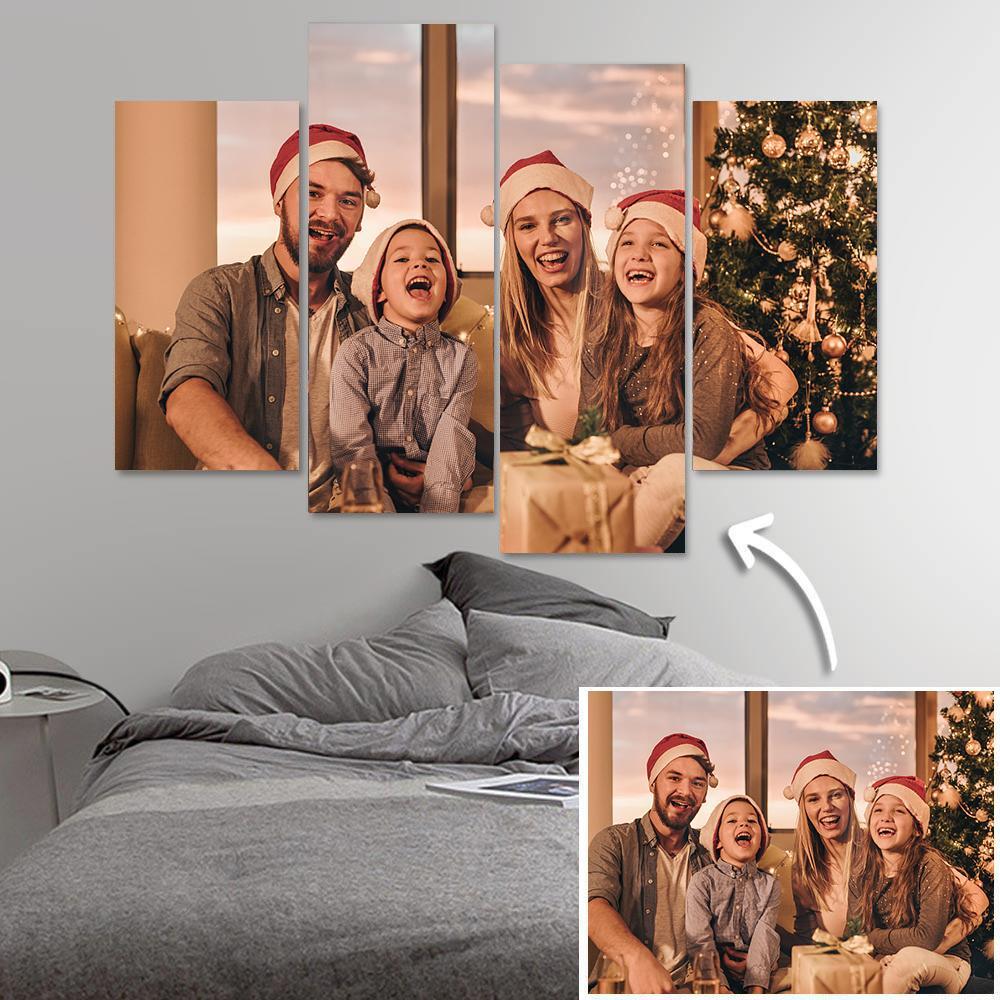 Personalised 4-piece photo oil painting canvas set — frameless multi-panel wall art with vivid UV-printed colour for living room or office